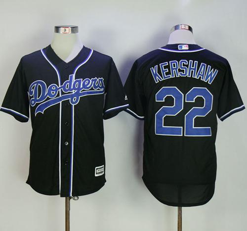 Dodgers #22 Clayton Kershaw Black Fashion Stitched MLB Jersey - Click Image to Close